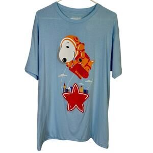 Snoopy Astronaut Sky Blue T-Shirt By Peanuts Large 100% Cotton Crewneck Unisex